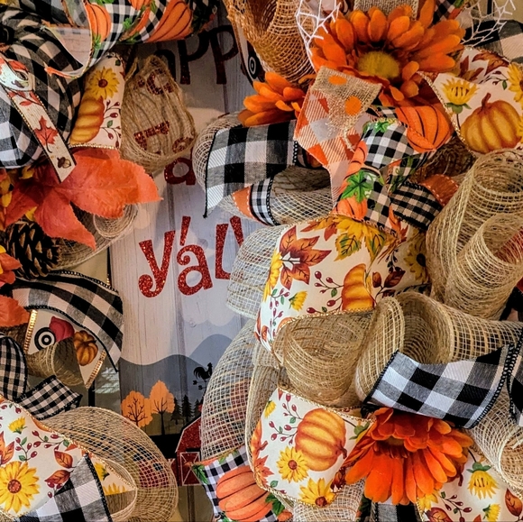 Happy Fall Y'all large wreath - Picture 6 of 10